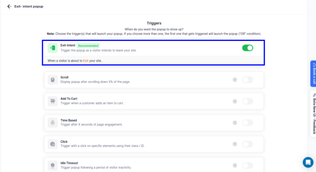 Setting up when to show the popup  in Shopify 
