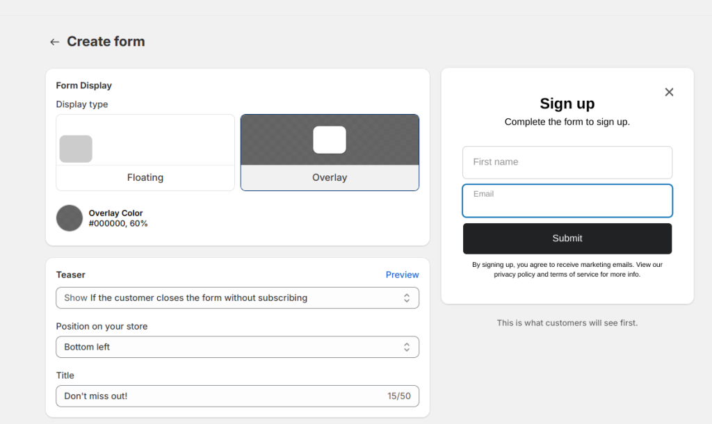 Customizing the newsletter popup template in Shopify