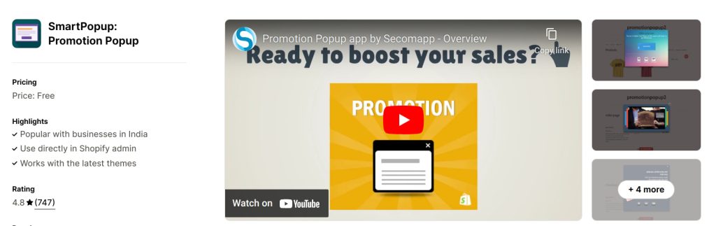 Smartpopup Shopify popup app
