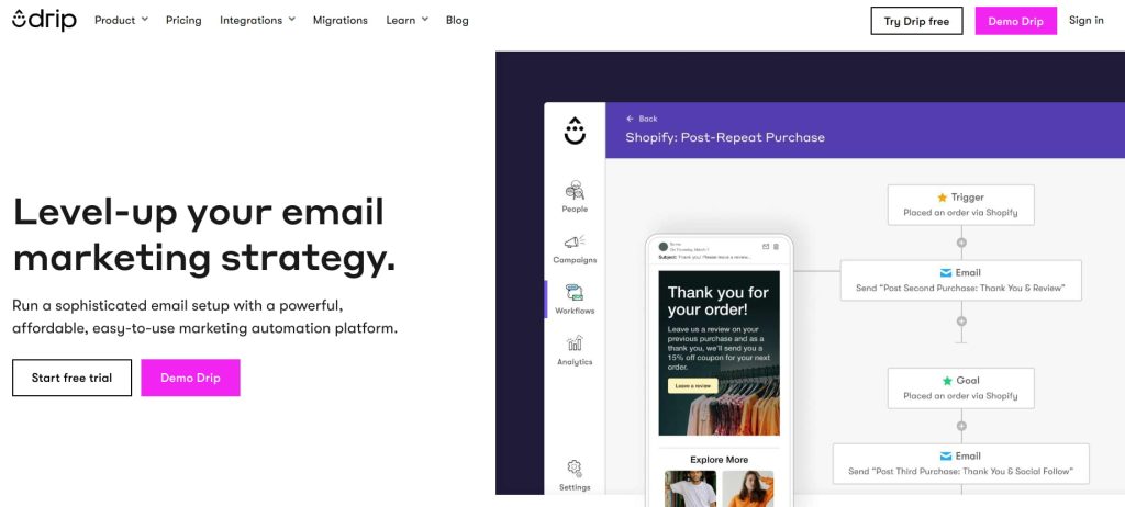Drip best Klaviyo alternative for DTC personalized marketing