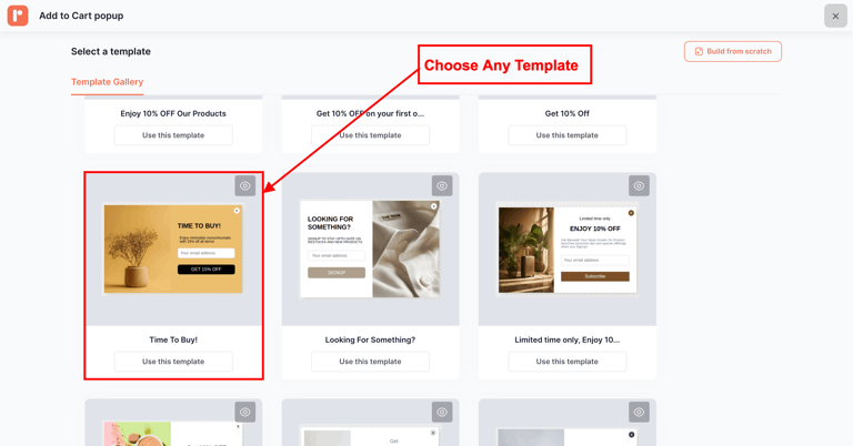 Choosing a popup template in Retainful