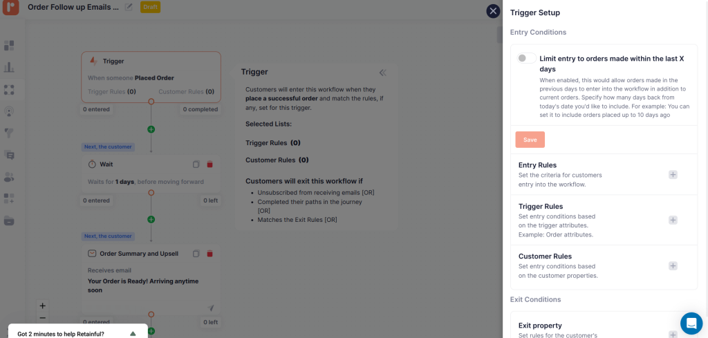 Setup triggers and wait time to send Shopify order confirmation emails