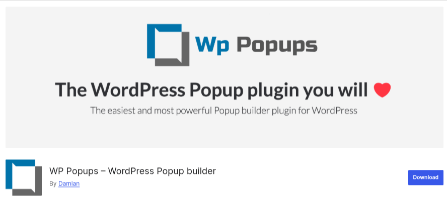 WP Popups banner promoting an easy-to-use WordPress popup builder plugin for creating high-converting popups.