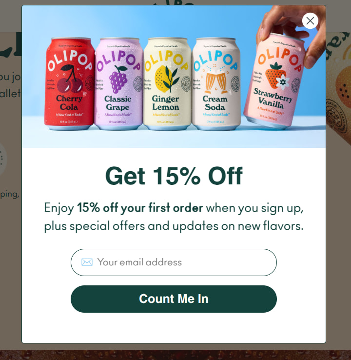Sign-up form example to build email list for ecommerce email marketing