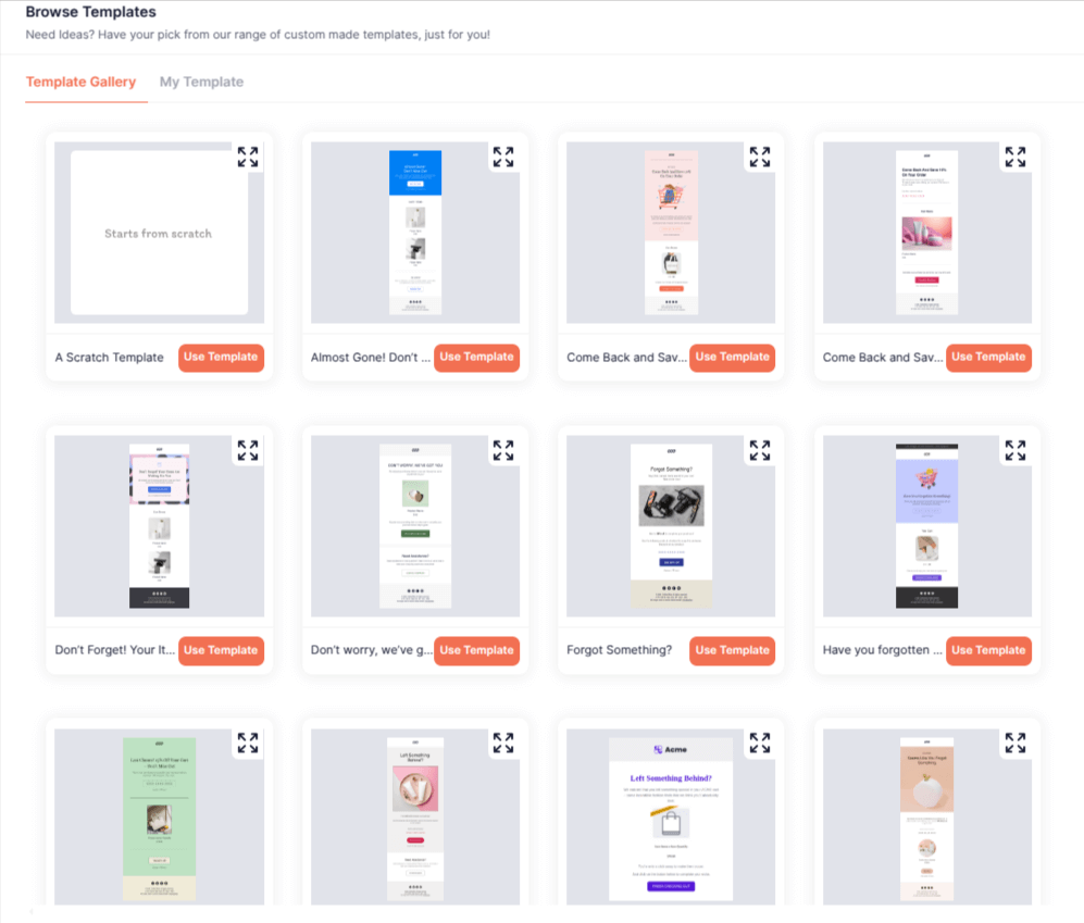 Retainful ready-made email templates to edit Shopify email template