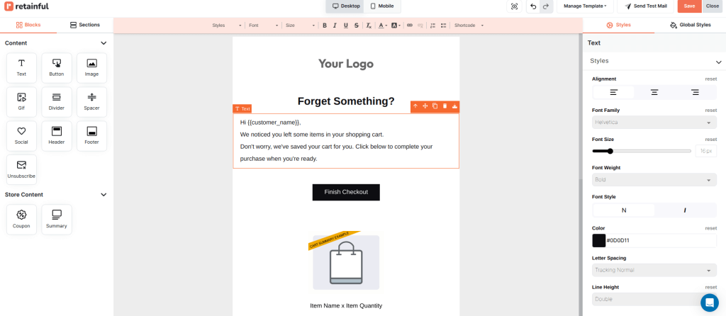 Customizing trigger email templates in Retainful