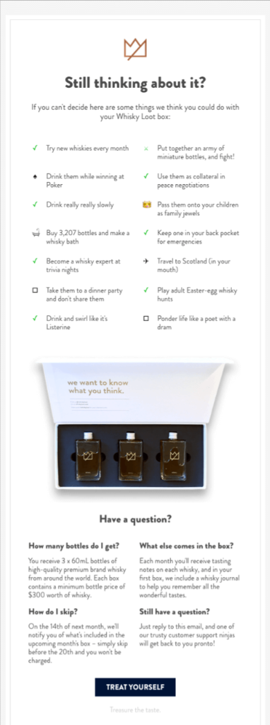 Re-engagement email marketing example about addressing customer objections
