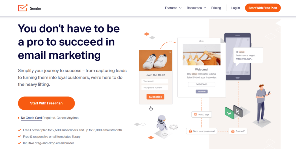Sender email and SMS marketing software