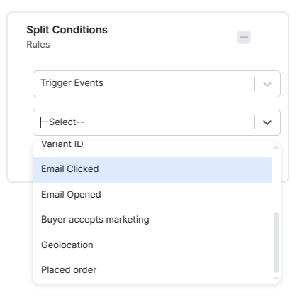 Setting up email trigger conditions in split conditions in Retainful