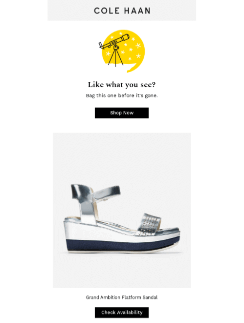 Trigger email campaign example for browse abandonment