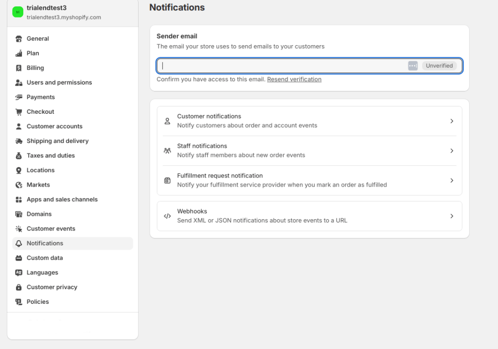 Accessing customer notifications in Shopify Admin