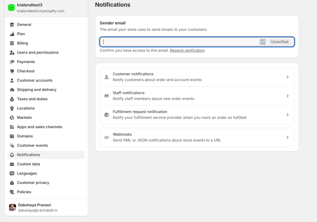 Accessing email templates in Shopify Admin