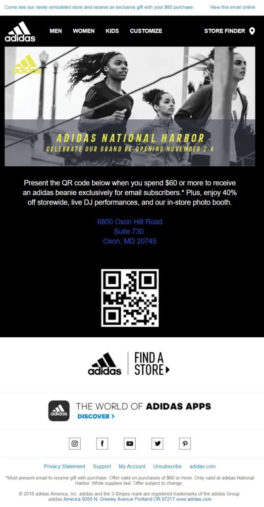 Adidas behavioral segmentation example email targeting multiple customer behavior segments