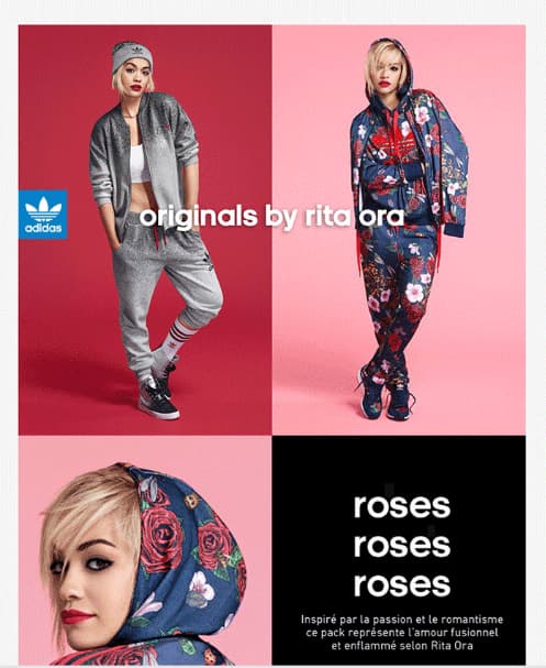 Gender-specific targeted email marketing example from Adidas with female-centric visuals for women