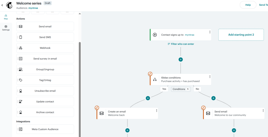 Mailchimp visual automation builder