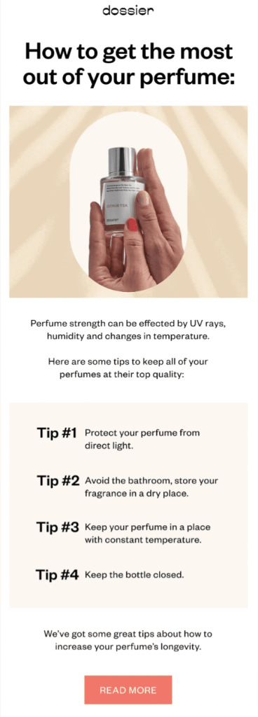 Shopify newsletter post-purchase email example