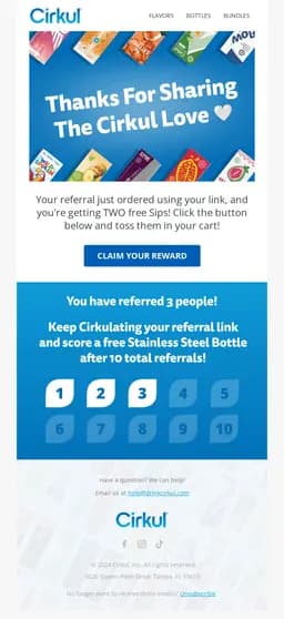 Cirkul Email design with action-oriented CTA