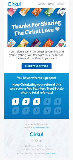 Cirkul Email design with action-oriented CTA