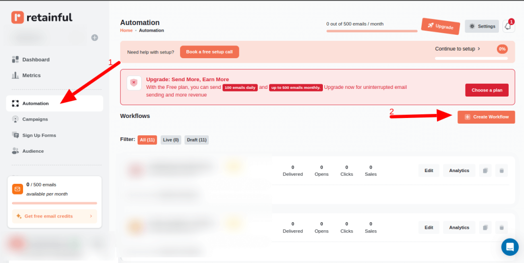 Retainful dashboard