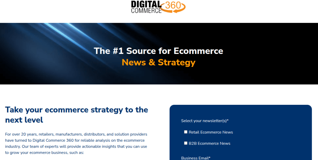Digital Commerce 360 ecommerce newsletter for B2B and retail news.
