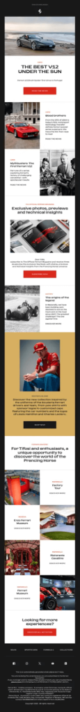 Ferrari brand storytelling through an engaging email newsletter
