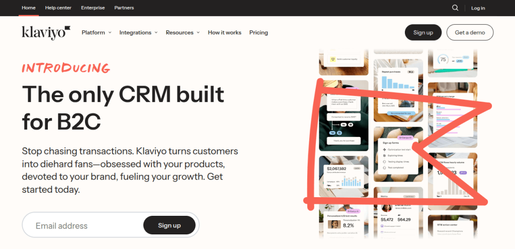 Klaviyo CRM tool for B2C list management 