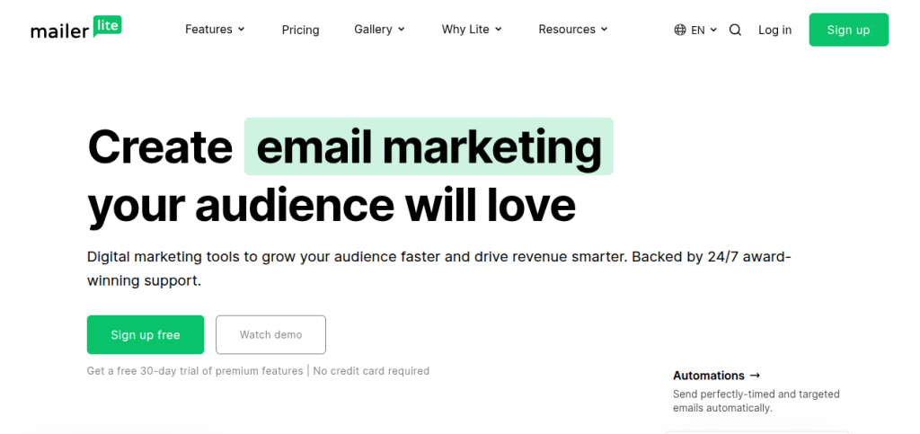 Mailerlite email marketing tool with segmentation capabilities
