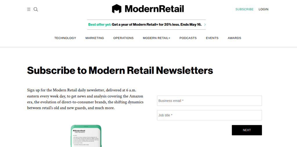 Modern Retail Newsletter for D2C brands and retail owners
