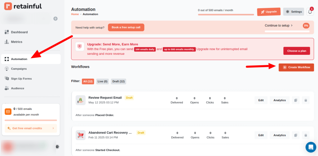 Retainful Automation Page