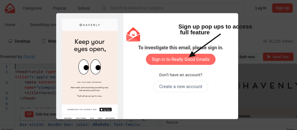 Show website pop ups to capture emails