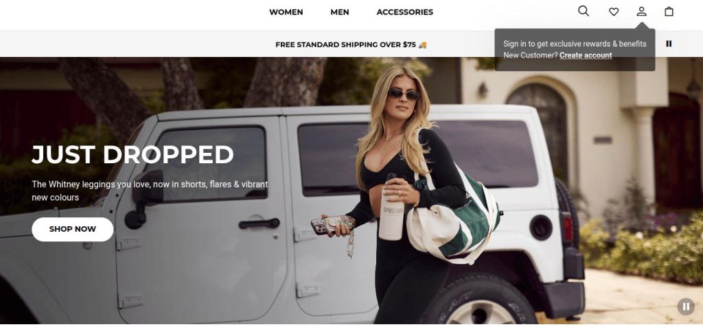 Account creation popup example from GymShark