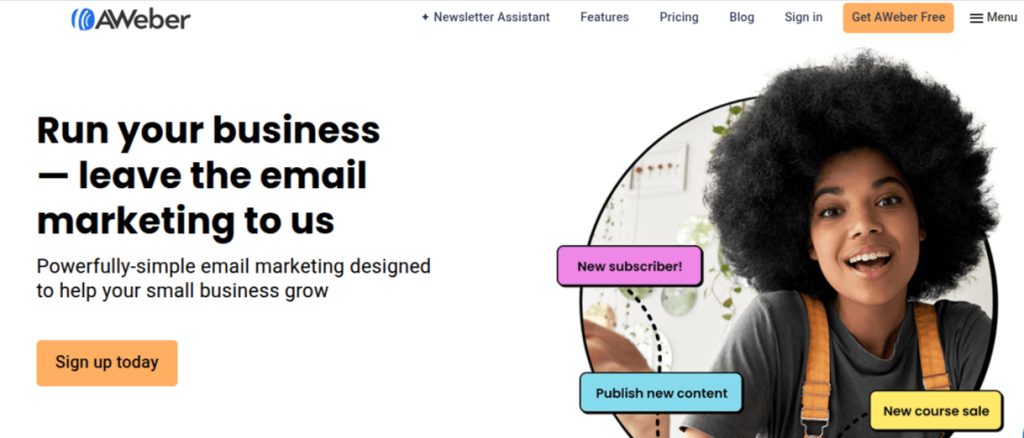 Aweber email marketing platform suited for small businesses

