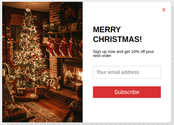 Christmas sale seasonal popup template from Retainful
