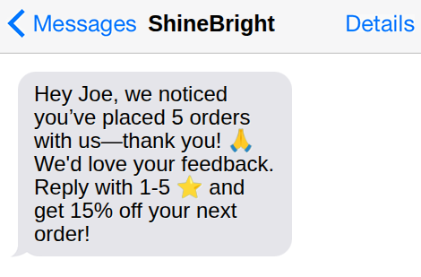 Conversational e-commerce SMS
