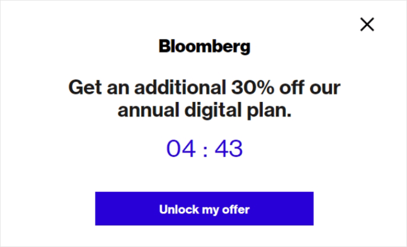 Countdown website popup example
