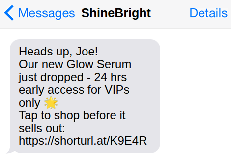 E-commerce promotional SMS
