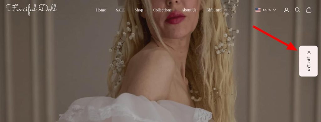 Fanciful Doll - website with a Teaser for triggering the Popup