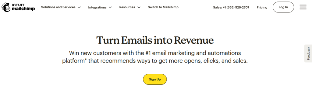 Mailchimp email marketing and automation platform 

