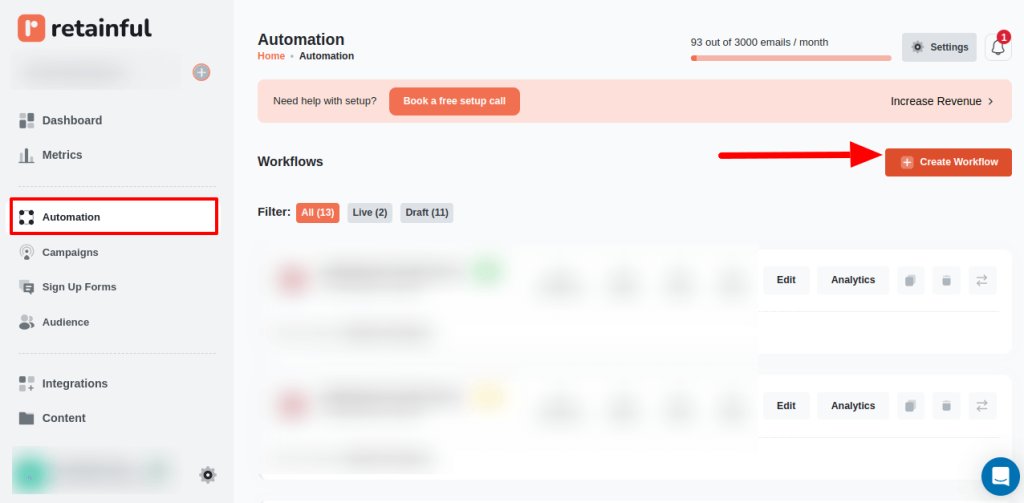 Retainful Automation workflows