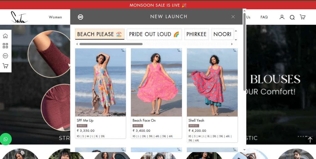 Suta website popup example for showcasing new products
