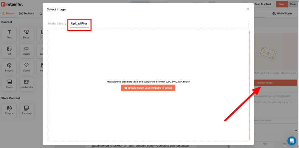 Uploading a GIF file in Retainful
