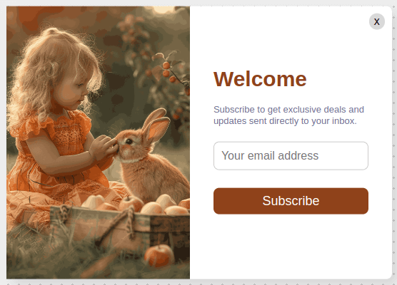 Welcome popup template from Retainful