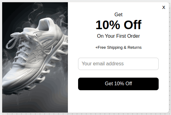 Welcome popup template with discount from Retainful