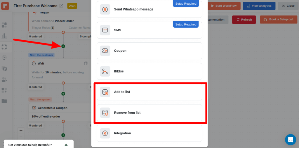 Add to List and Remove From List blocks in automation workflow