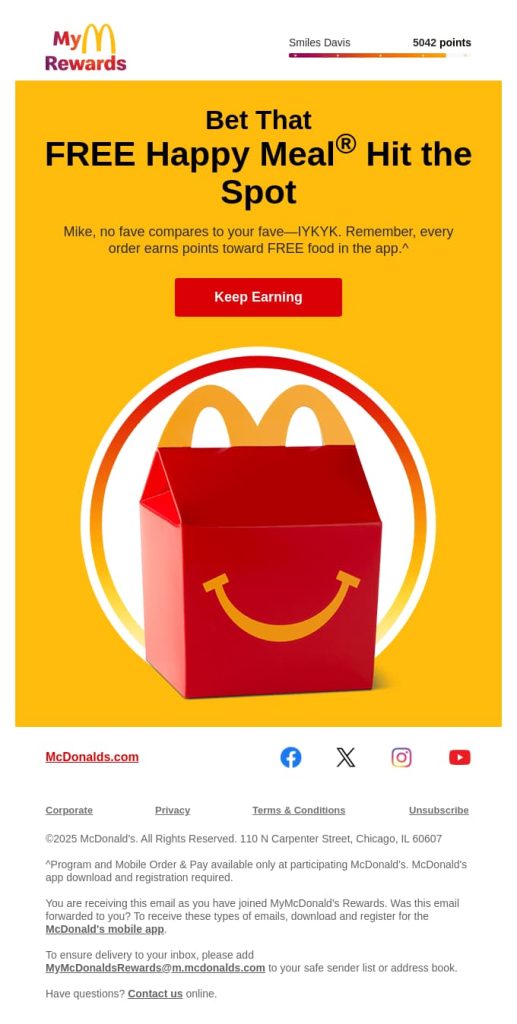Branded Emails of McDonald’s