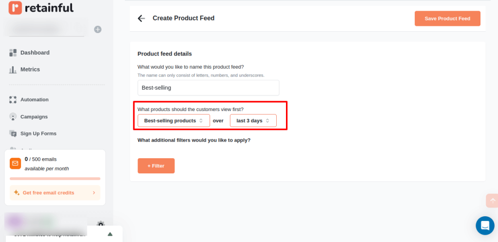 Creating dynamic product feed