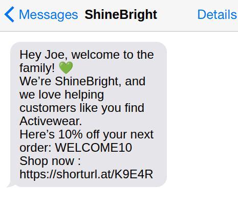 Customer Welcome SMS
