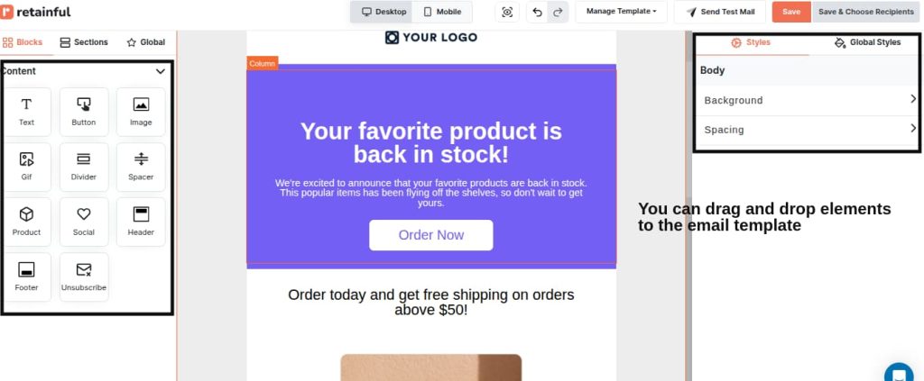 Email Branding Elements in Retainful
