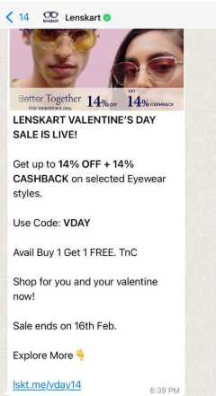 Lenskart WhatsApp Campaign 
