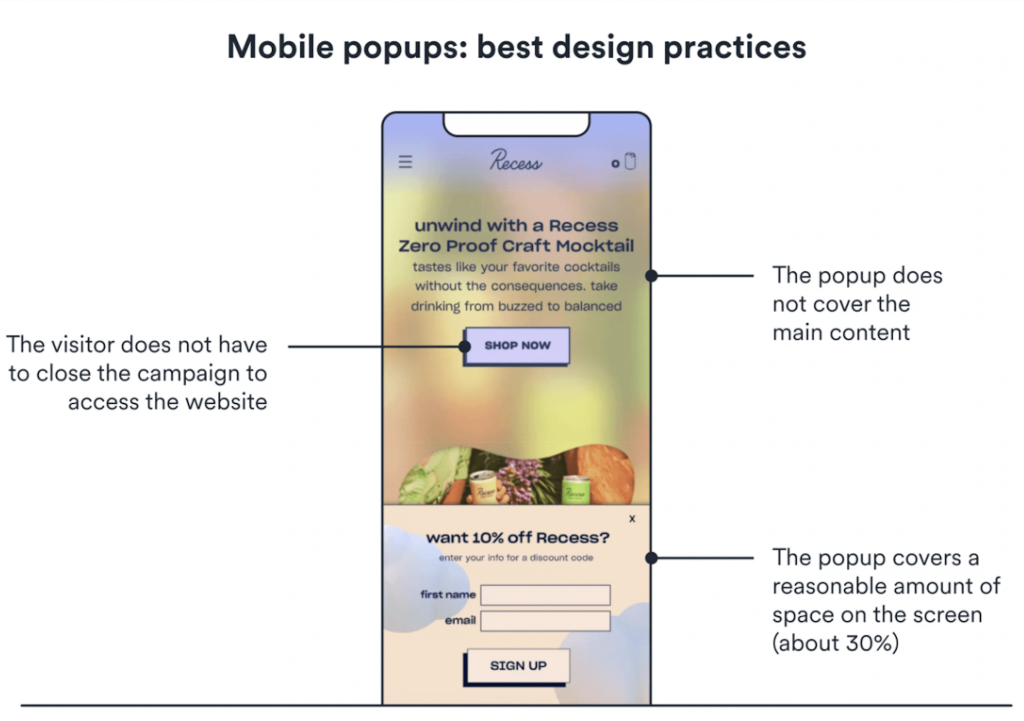 Non-intrusive mobile popup example

